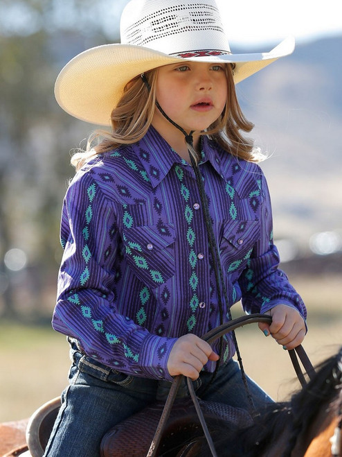 Purple Aztec Print Snap Shirt