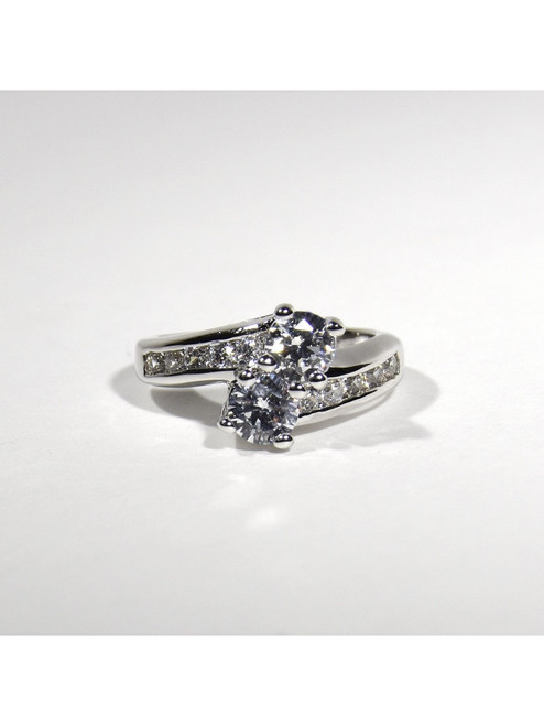 Ladies Sterling Silver 3 Stone Cubic Zirconia Dress Ring