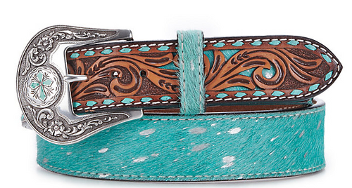 Angel Ranch Women's Calf Hair Turquoise Belt