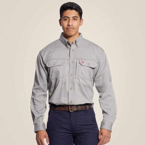 Ariat® Men's L/S FR Solid Vent Silver Fox Work Shirt
