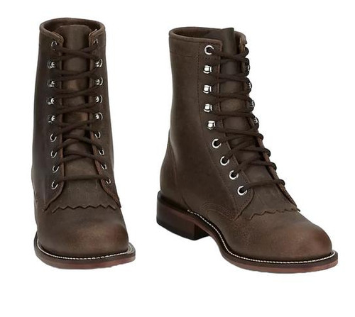 Brown Womens Justin Lace Up Boots Justin Men's Barley Brown