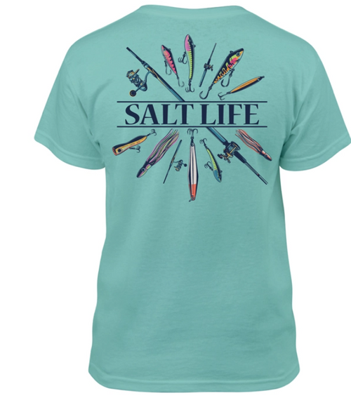 Salty Crew Boy's Sport Fishing T-Shirt - Light Blue Heather - S