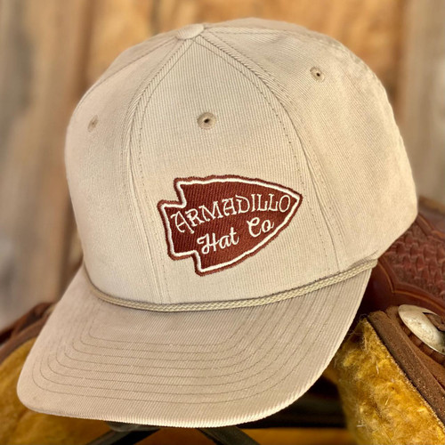 Armadillo Hat Red Rock Tan Corduroy Arrowhead Logo Cap