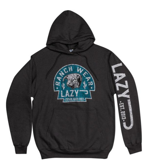 Lazy J Ranch Wear® Men's Dark Grey/Turquoise Arrowhead Hoodie
