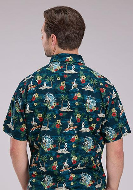 Roper® Men's S/S Blue Hawaiian Cowboy Snap Shirt