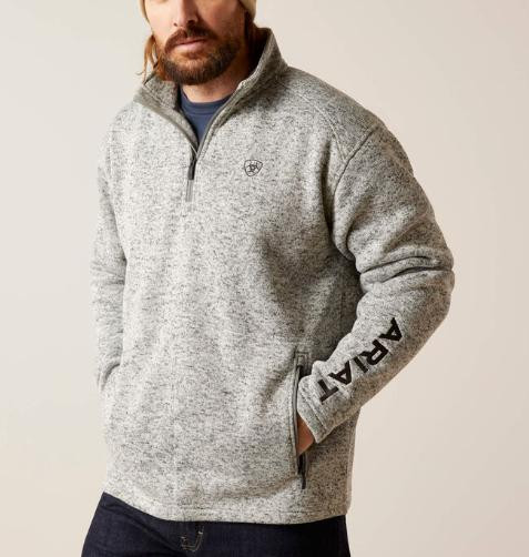 Ariat® Men's Nulla Heather Caldwell Logo 1/4 Zip Sweater