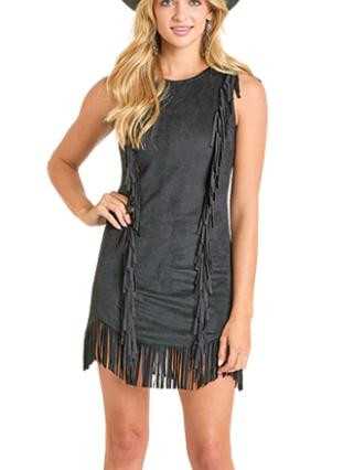 Rock & Roll Denim Ladies' Sleeveless Microsuede Dress with Fringe Rock & Roll Denim Ladies' Sleeveless Microsuede Dress with Fringe