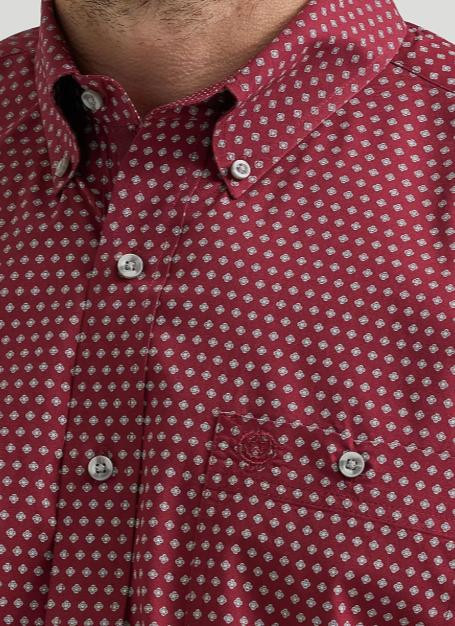mens burgundy polka dot dress shirt Dolce & Gabbana Burgundy Silk Dotted Long Sleeves Shirt - IT43