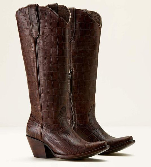 Ariat® Ladies' Luxe Espresso Croc Print Casanova Tall Boots