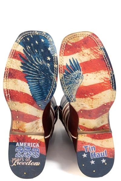 Tin Haul® Ladies' Red/American Flag Freedom Square Toe Boots