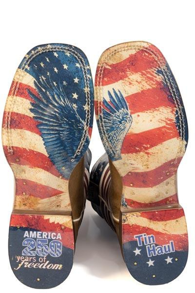 Tin Haul® Men's Brown/American Flag Freedom Square Toe Boots