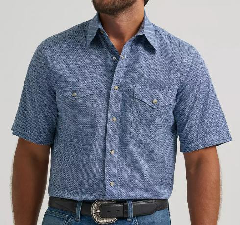 Wrangler 20X® Men's S/S Navy Geo Competition Advanced Comfort Snap