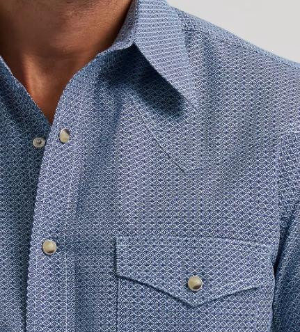 Wrangler 20X® Men's S/S Navy Geo Competition Advanced Comfort Snap