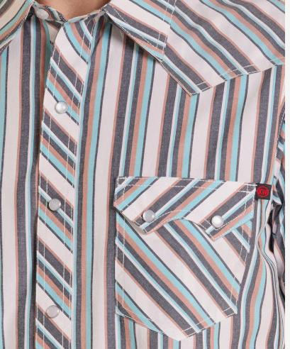Rock & Roll Denim® x Koe Wetzel Men's S/S Turquoise/Multi Stripe