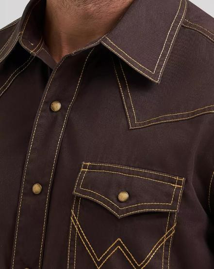Wrangler Retro® Men's L/S Brown Bark Modern Fit Snap Shirt