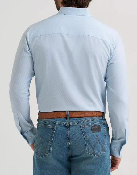Wrangler® Men's L/S Aqua Hexagon Cody Johnson Performance Button Shirt