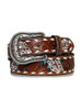 Nocona® Ladies' Floral Tooled Overlay Brown Leather Belt