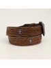 Ariat® Men's Brown Tooled Leather Belt with Cross Conchos