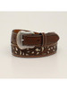 Nocona® Men's Tan Leather Ivory Underlay Floral Pattern Belt