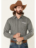 Wrangler® Men's L/S Grey Geo Print Logo Button Down Shirt Wrangler® Men's L/S Grey Geo Print Logo Button Down Shirt