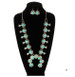 Blue Tortoise® Siliver/Turquiose Squash Blossom Necklace & Earring Set