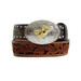 3D Belts® Boys' Brown 1.25" Buck Lace/Floral Tab Bullrider Buckle Belt