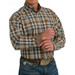 SALE Cinch® Men's L/S Brown/Light Blue Plaid Button Shirt