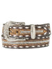 SALE Angel Ranch® Ladies' Brown Floral Tooled Crystal Inlay Buckstitched Belt