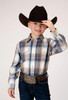 SALE Roper® Boys' L/S Desert Blue Plaid Snap Shirt