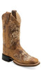 JAMA CORPORATION Old West® Children's Brown with Scroll Embroidery Square Toe Boots JAMA CORPORATION Old West® Children's Brown with Scroll Embroidery Square Toe Boots