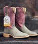 SALE R. Watson® Men's 11" Nubuck Charcoal Caiman/Dark Red Square Toe Boots
