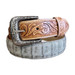 R. Watson® Men's Charcoal Nubuck Sueded Caiman/Tooled Leather Billets Belt