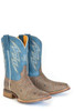 SALE Tin Haul® Men's Brown/Blue Quantum Zig-Zag Stitched Square Toe Boots