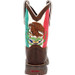 Durango® Lil Rebel™ Kids' Brown/Mexican Flag Square Toe Boots