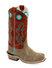 SALE Old West® Kids' Tan Roughout/Rust Square Toe Boots