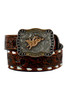 3D Belt® Boys' Brown Floral Tooled/Buck Stitched Bull Rider Belt