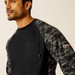 ARIAT INTERNATIONAL Ariat® Men's L/S Black/Grey Camo FR Stretch Baseball T-Shirt