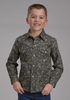 SALE Roper® Boys' L/S Brown/Green Paisley Snap Shirt