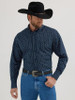 SALE Wrangler George Strait® Men's L/S Navy/Light Blue Wallpaper Print Button Shirt