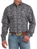 SALE Cinch® Men's L/S Navy/White Paisley Print Button Shirt