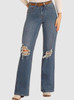 SALE Rock & Roll Denim® Ladies' Med Wash HR Distressed Relaxed Flare Jeans