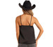 Rock & Roll Denim® Ladies' Black Mesh Inset Satin Tank Rock & Roll Denim® Ladies' Black Mesh Inset Satin Tank