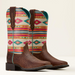 SALE Ariat® Ladies' Brown SW Embossed/Aztec Round Up Wide Square Toe Boots