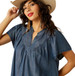 SALE Ariat® Ladies' S/S Emma Denim V-Neck Gathered Top