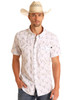 Panhandle Slim® Men's S/S White Tek Longhorn Print Snap Shirt