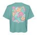 SALE FloGrown® Ladies' Turquoise Blue Jumbo Floral Poster Crop Tee