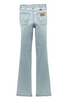 SALE Wrangler x Lainey Wilson® Ladies' Raw Hem Boot Hugger Jeans in Bleach Blue Wash