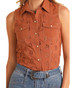 Rock & Roll Denim® Ladies' Camel Sleeveless Eyelet Snap Shirt Rock & Roll Denim® Ladies' Camel Sleeveless Eyelet Snap Shirt