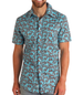 SALE Rock & Roll Denim® Men's S/S Turquoise/Red Paisley Print Snap Shirt
