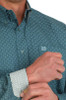 SALE Cinch® Men's L/S Teal Green Medallion Print Button Shirt